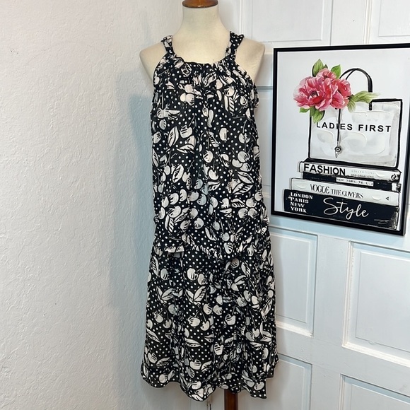 Vintage Sonia Rykiel Black & Ivory Cherry Print Linen Skirt Set Size 38/6US - Picture 1 of 15